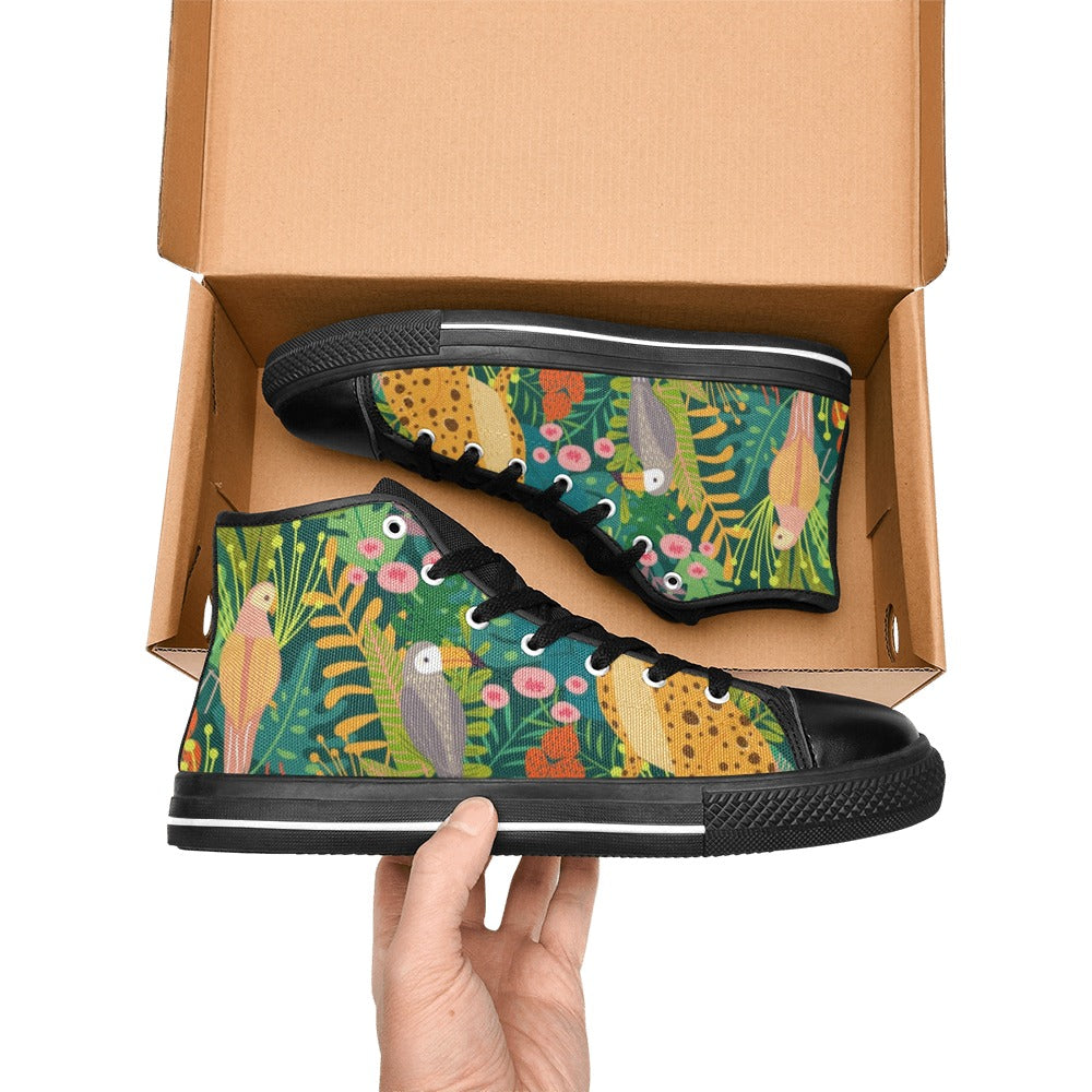 Tropical Jungle Animals - Kids High Top Canvas Shoes