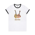 Guitars, Don't Fret - Women's Ringer Tee White Black Womens Ringer T-shirt Music Printed In Australia