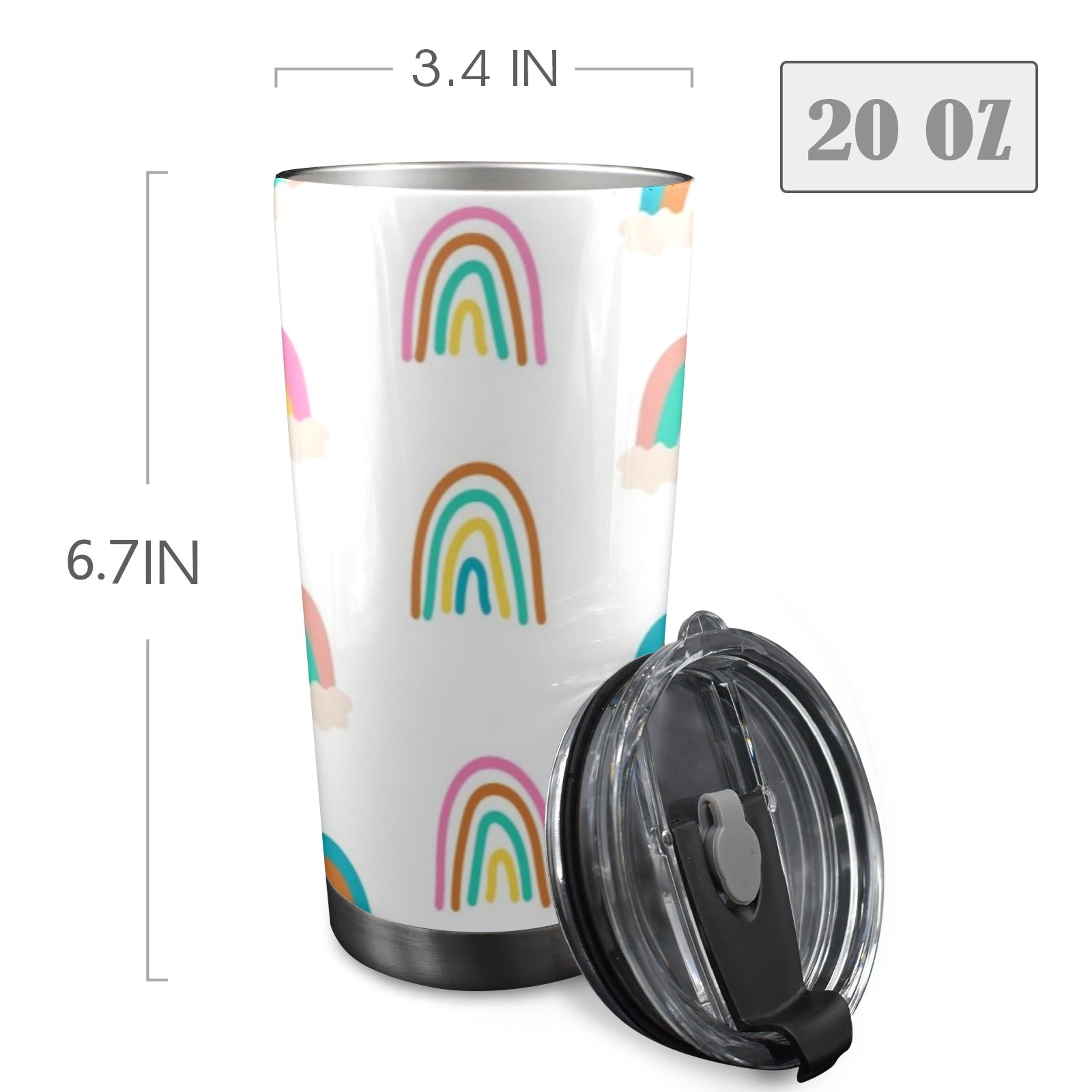 Cloud Rainbows - 20oz Mobile Tumbler with Lid (Black Lock) 20oz Travel Mug Printed Offshore