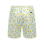 Delicate Frangipani Men's Mid-Length Beach Shorts Men's Mid-Length Beach Shorts Plants Printed Offshore