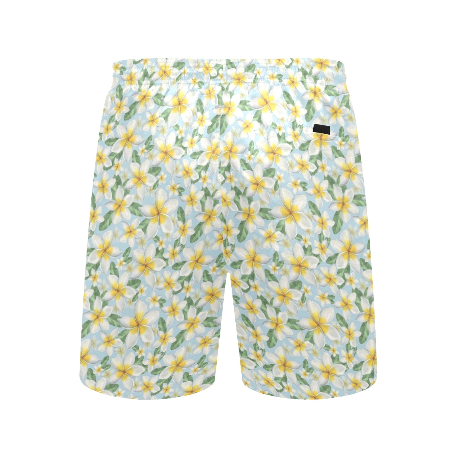 Delicate Frangipani Men's Mid-Length Beach Shorts Men's Mid-Length Beach Shorts Plants Printed Offshore