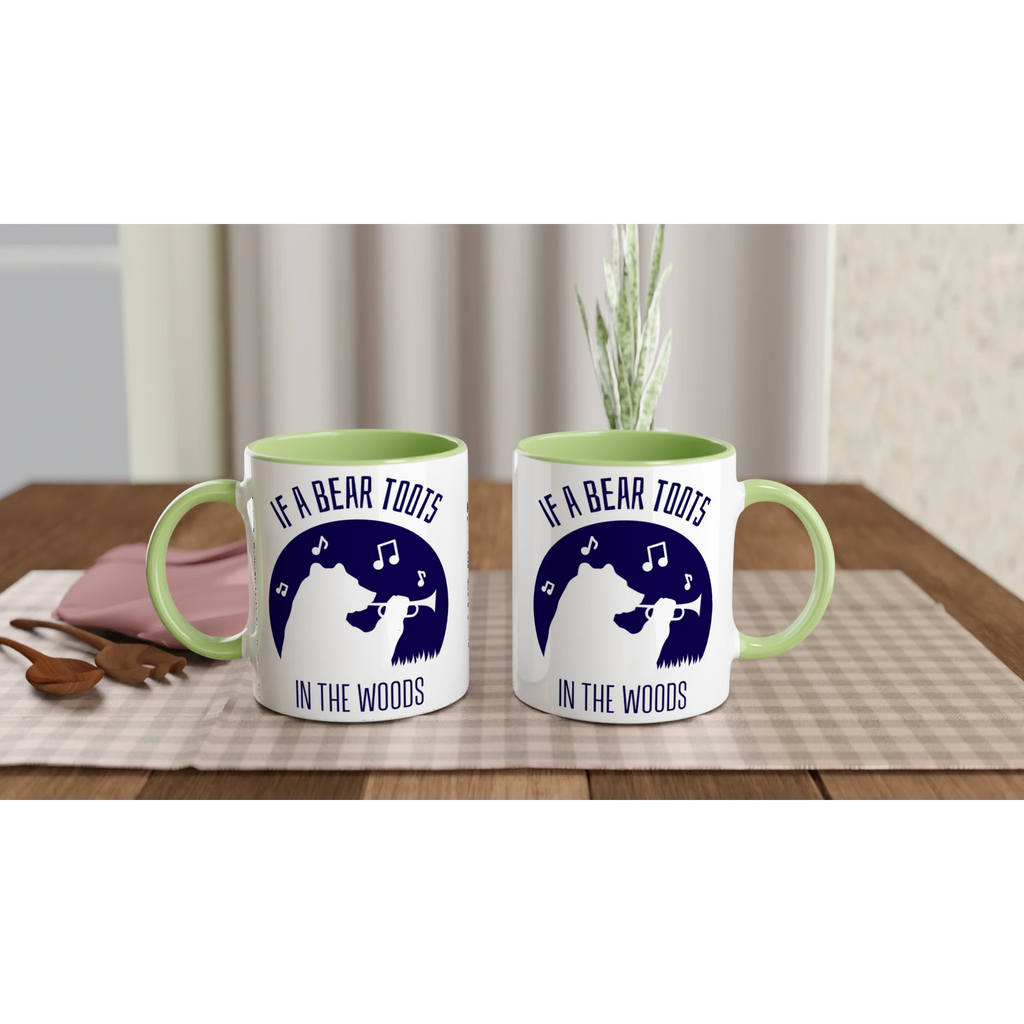 Personalised - If A Bear Toots In The Woods, Trumpet Player - White 11oz Ceramic Mug Personalised Mug animal customise Globally Fulfilled Music personalise