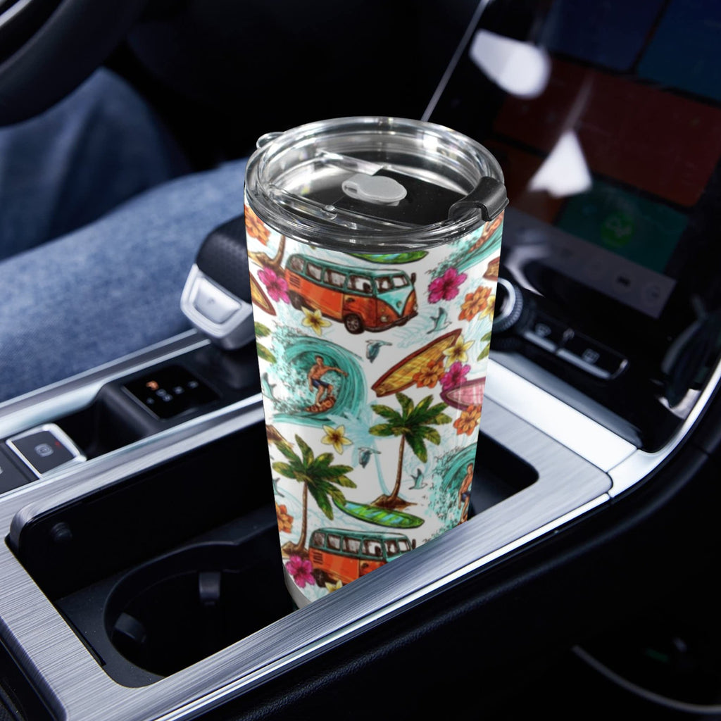 Surfing Safari 20oz Mobile Tumbler with Lid (Black Lock) 20oz Travel Mug Printed Offshore Surf
