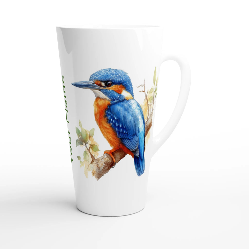 Personalise - Kingfisher, Australian Birds - White Latte 17oz Ceramic Mug Personalised Latte Mug animal Globally Fulfilled