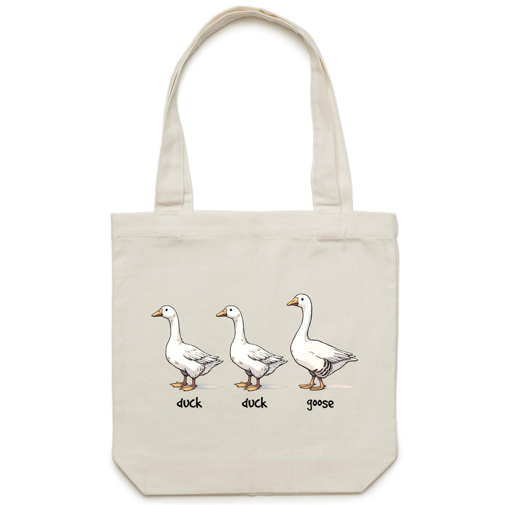 Duck Duck Goose - Canvas Tote Bag Cream One Size Tote Bag animal Games Printed In Australia