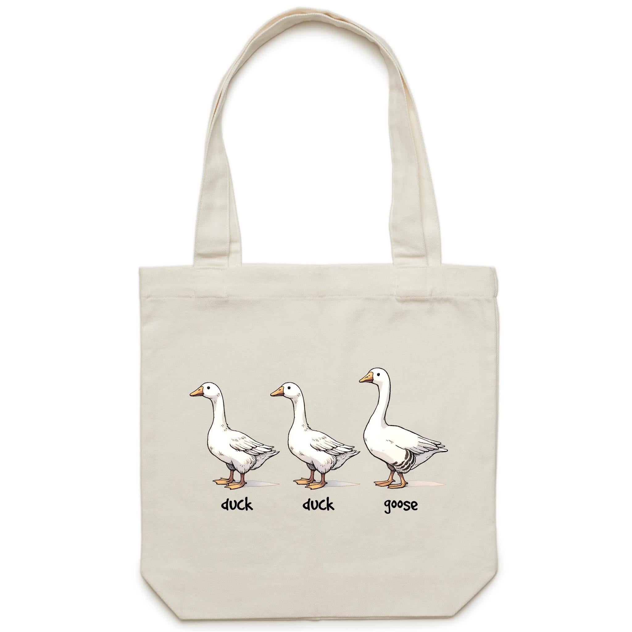 Duck Duck Goose - Canvas Tote Bag Cream One Size Tote Bag animal Games Printed In Australia