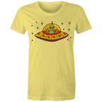 Alien Pizza - Womens T-shirt Yellow Womens T-shirt Food Printed In Australia Sci Fi