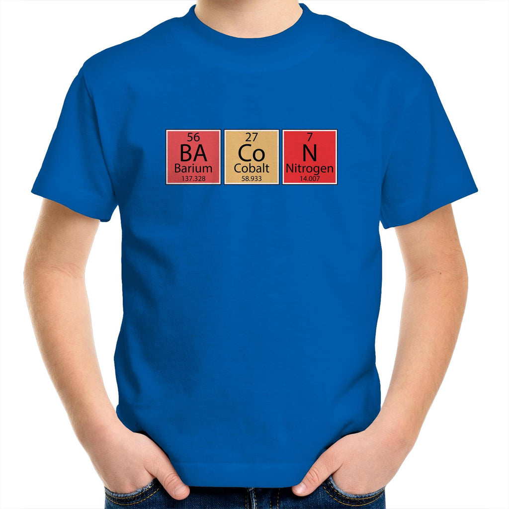 Bacon, Periodic Table - Kids Youth T-Shirt Bright Royal Kids Youth T-shirt Food Printed In Australia Science