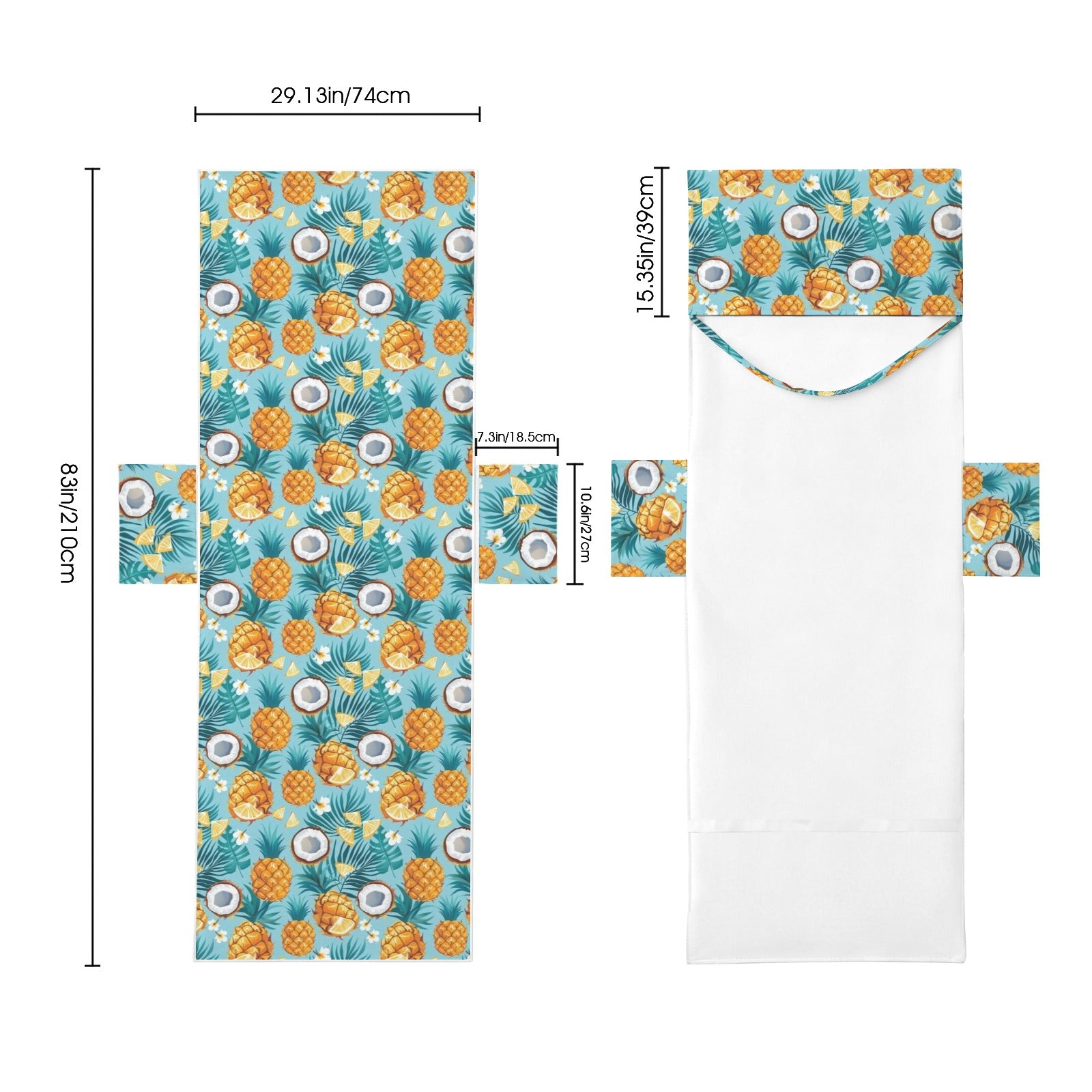 Pineapple Coconut Beach Chair Towel Cover with Side Pockets