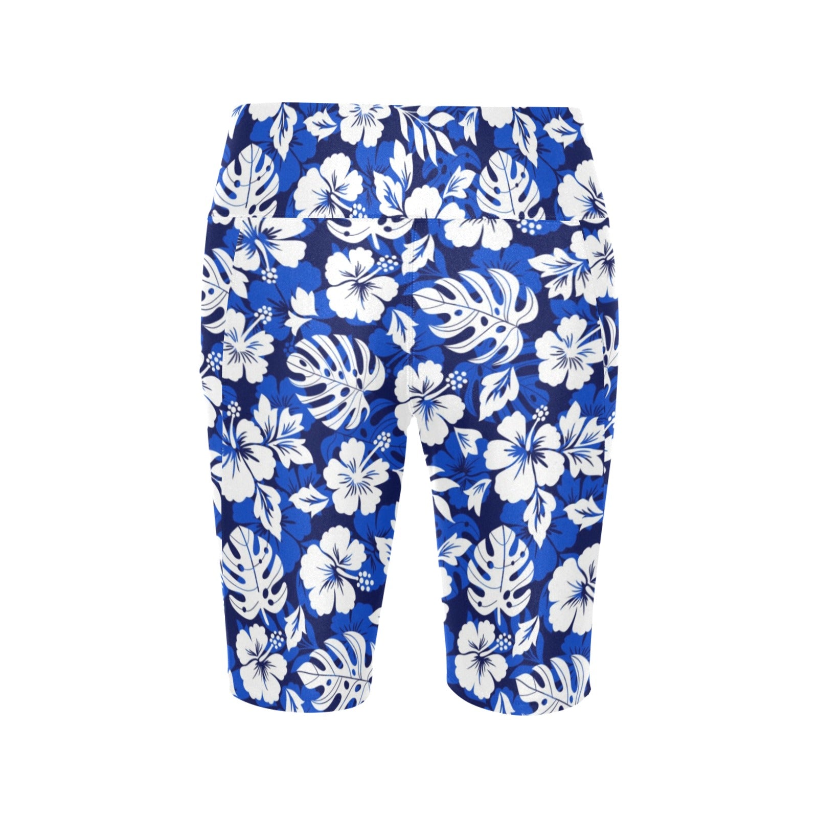 Blue Hawaiian Floral - Women's Bike Shorts With Side Pockets Women's Bike Shorts Plants Printed Offshore