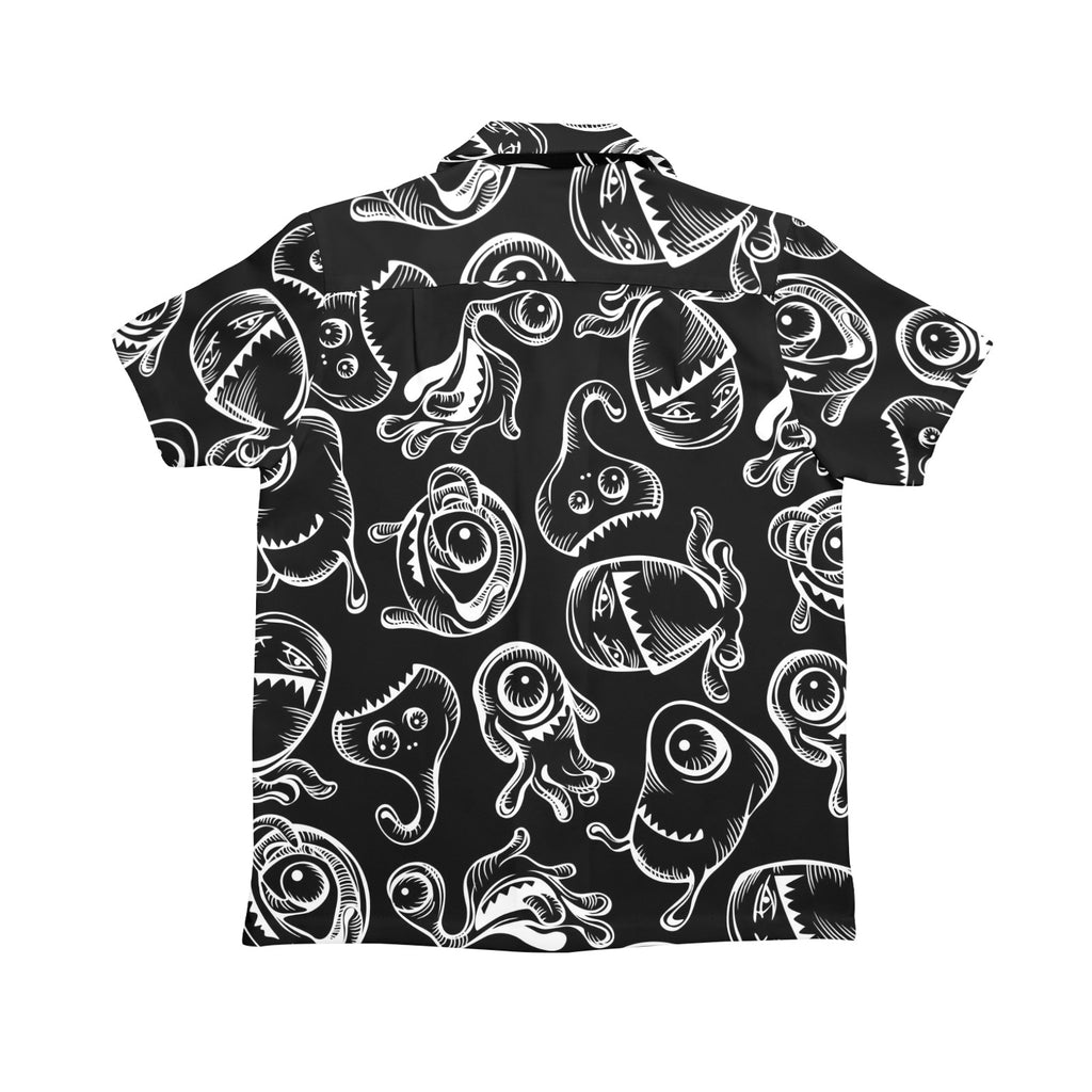 Monsters In Black And White Senior Kids Hawaiian Shirt Senior Kids Hawaiian Shirt 8-15 Printed Offshore Sci Fi