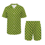 Rubber Ducks On Green Men's Hawaiian Shirt & Shorts Set