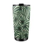 Stripy Leaves 20oz Mobile Tumbler with Lid (Black Lock) 20oz Travel Mug Plants Printed Offshore