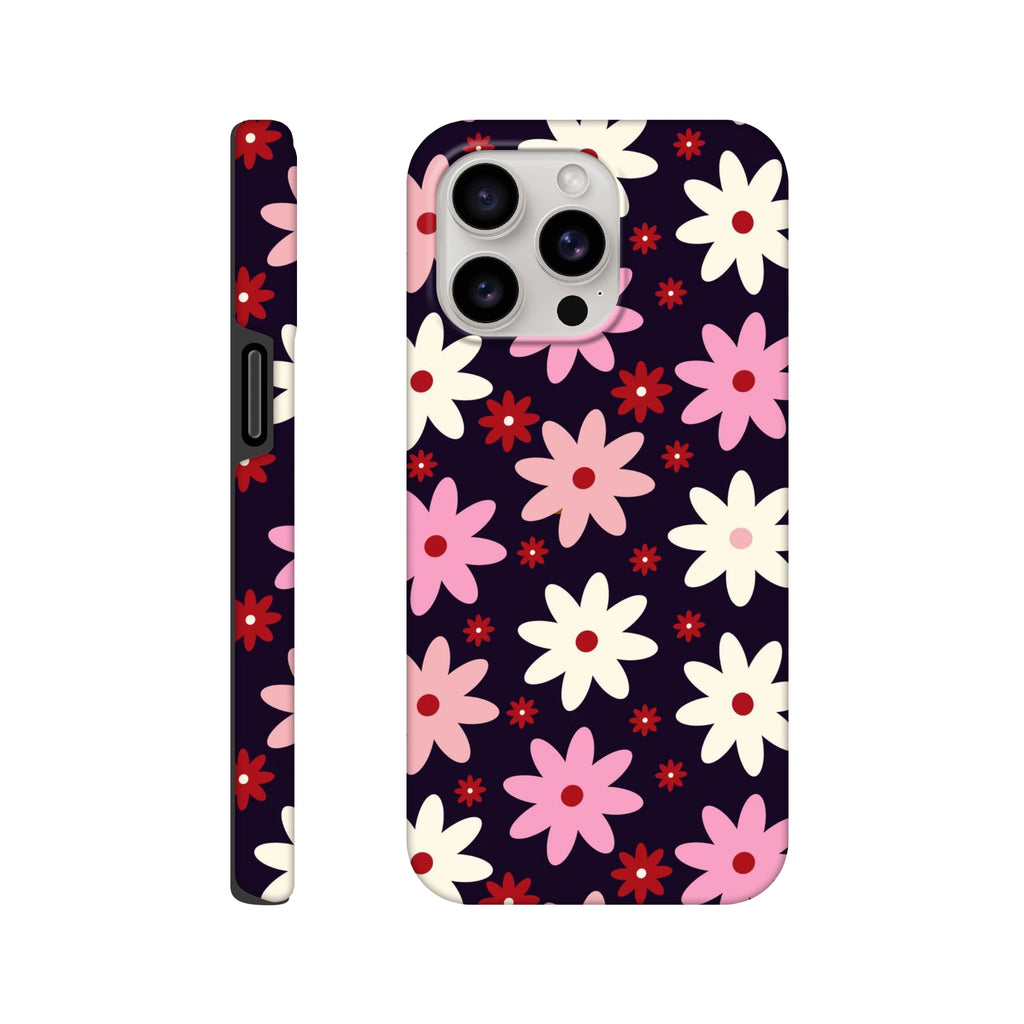 Pink Daisies On Black - Apple iPhone Tough case iPhone 15 Pro Max iPhone Tough Case Globally Fulfilled Plants