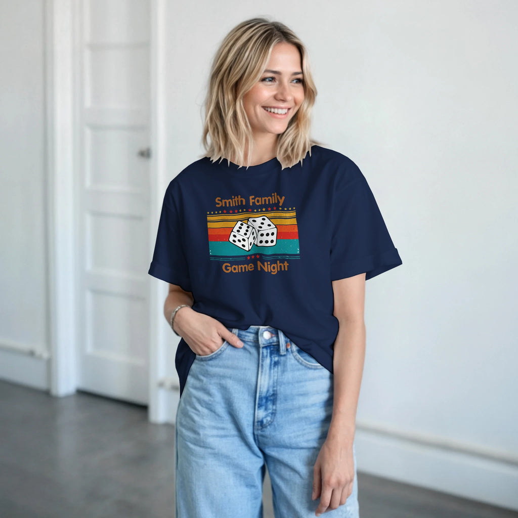 Personalised - Dice, Family Games Night - Heavyweight Unisex Crewneck T-shirt | Gildan® 5000 Personalised T-shirt (Up to 5XL) customise Games Globally Fulfilled personalise