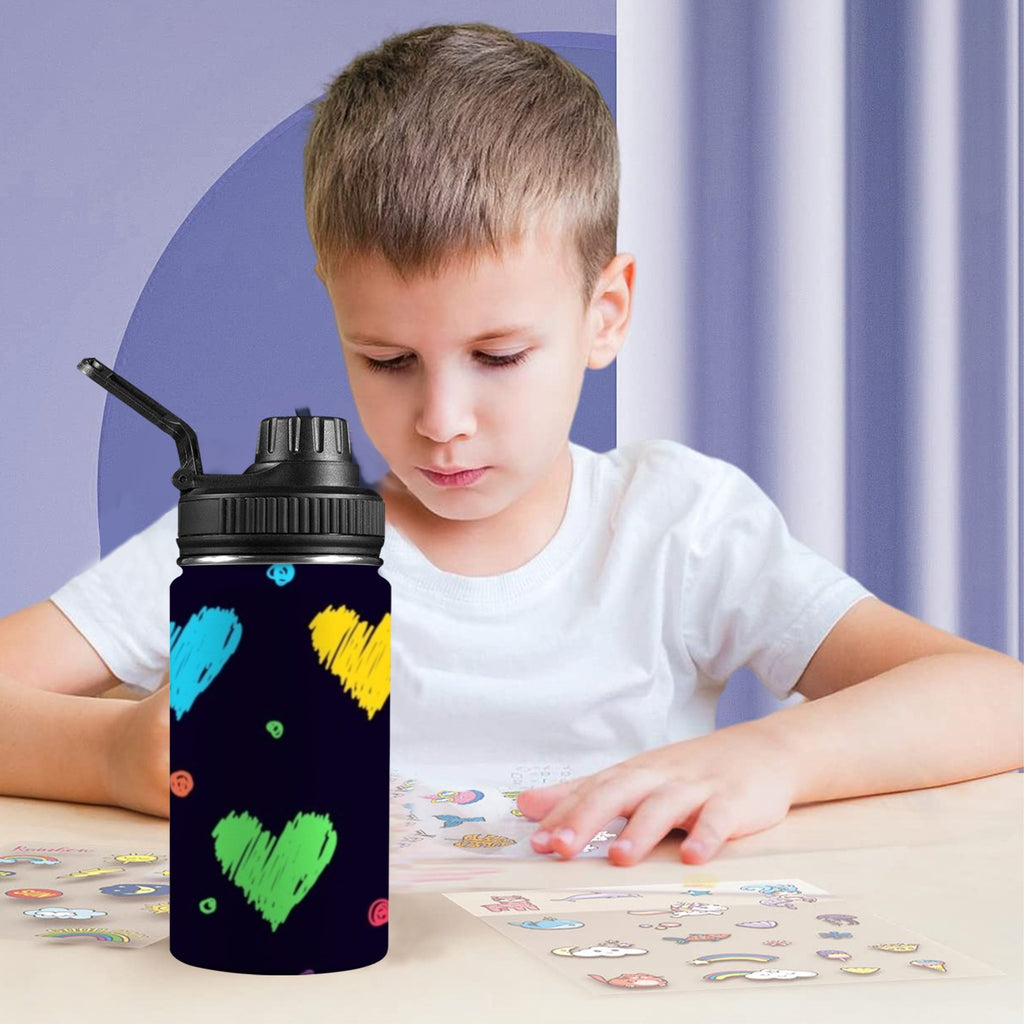 Colourful Hearts - Kids Water Bottle with Chug Lid (12 oz)