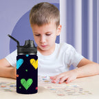 Colourful Hearts - Kids Water Bottle with Chug Lid (12 oz)