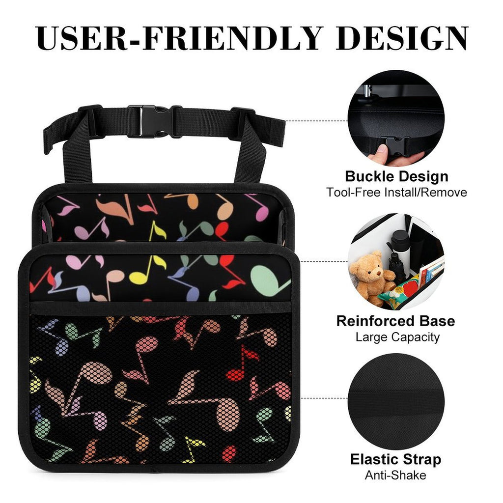Colourful Music Notes Car Seat Back Organiser Car Seat Back Organiser Music Printed Offshore
