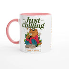 Personalised - Just Chilling - White 11oz Ceramic Mug with Colour Inside Ceramic Pink Personalised 11oz Mug animal customise Globally Fulfilled personalise