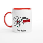 Personalised Mug - I'm The Bomb, Atom - White 11oz Ceramic Mug with Colour Inside Ceramic Red Personalised 11oz Mug customise Globally Fulfilled Name Personalise Science
