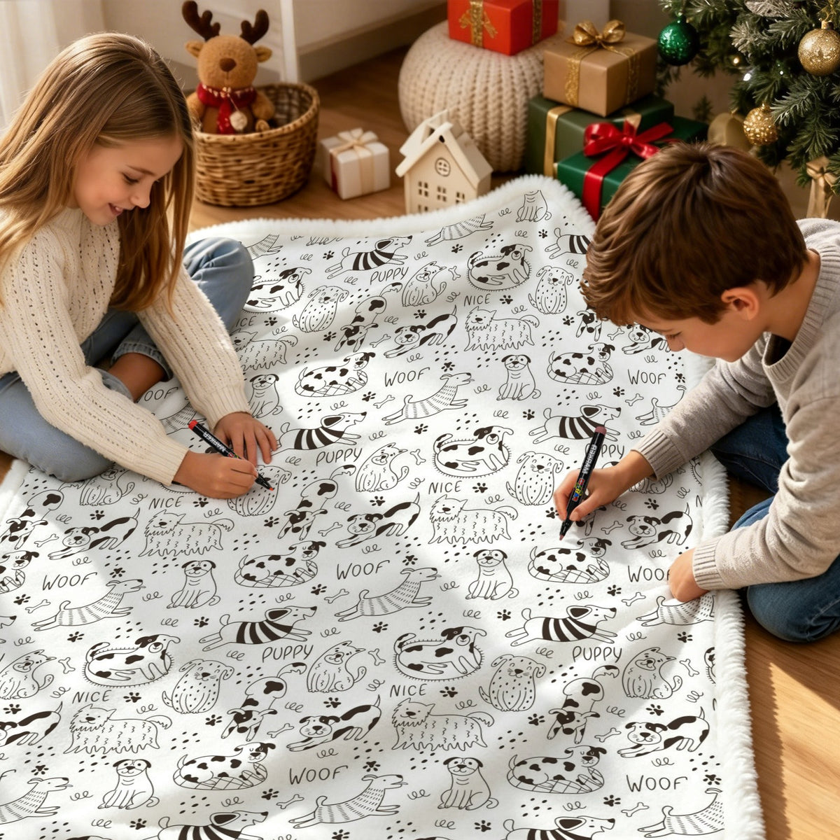 Puppy Time Colour Your Own Blanket 100×150cm