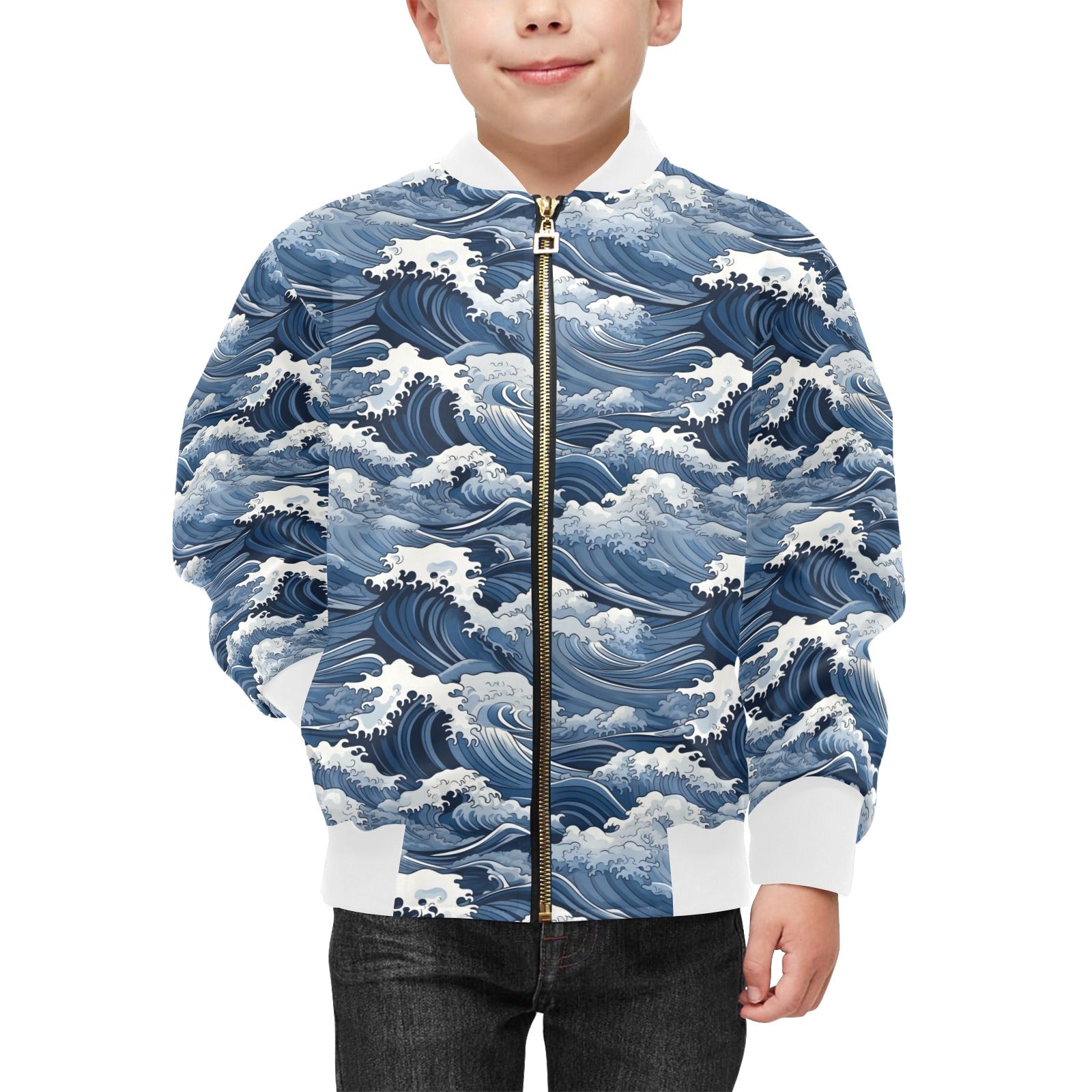 Japanese Waves Kids Bomber Jacket