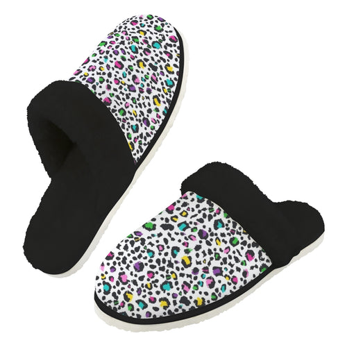 Animal Print In Colour Men's Fur Trim Thick-Sole Indoor Slippers 2XL Men's Fur Trimmed Slippers animal Printed Offshore