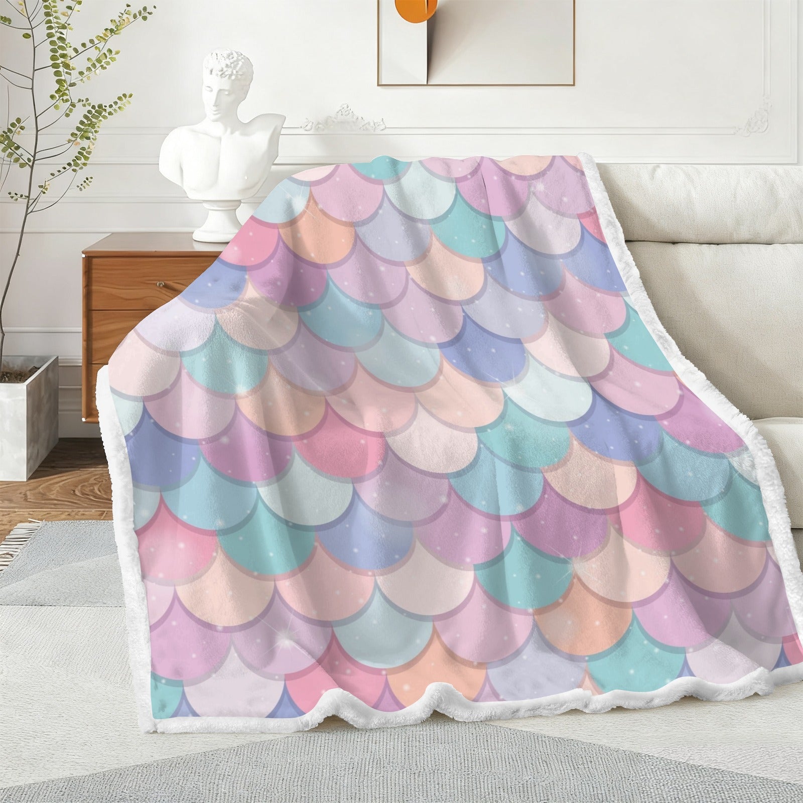 Mermaid Scales - Double-Layer Fleece Blanket 51"x59"