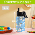 Cute Unicorn Rainbow 12oz Kids Water Bottle with Straw Lid
