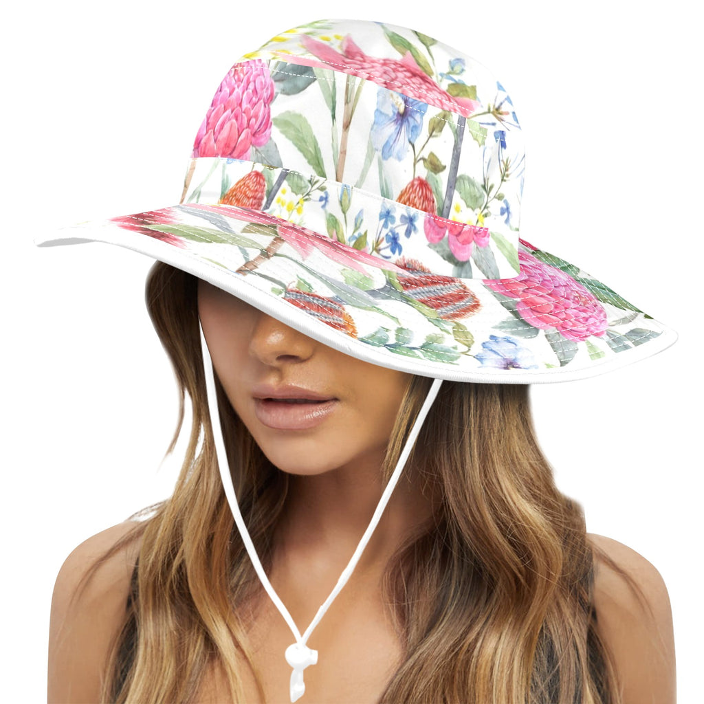 Australian Flowers - Wide Brim Bucket Hat Wide Brim Bucket Hat Plants Printed Offshore