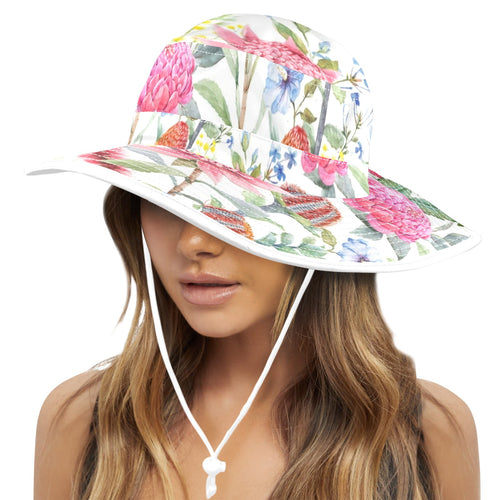 Australian Flowers Wide Brim Bucket Hat Wide Brim Bucket Hat Plants Printed Offshore