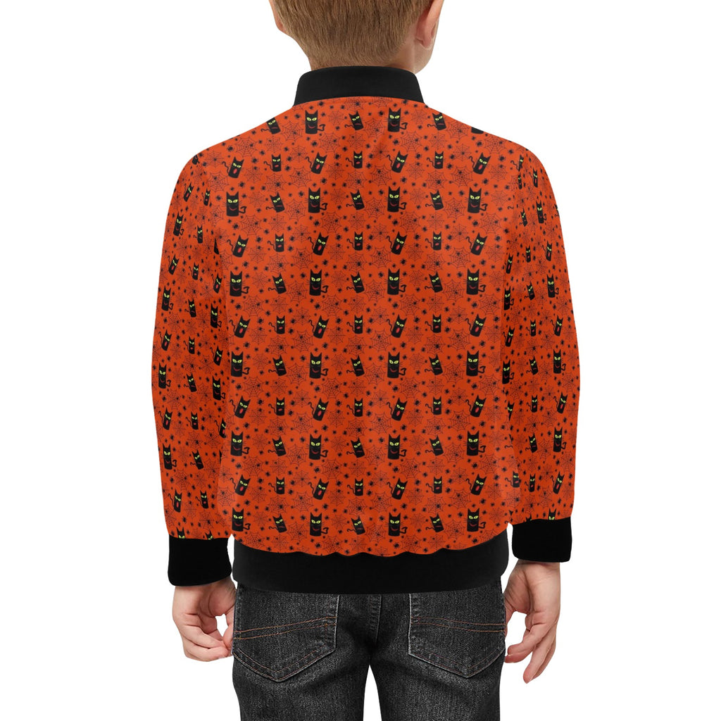 Halloween Black Cats Kids Bomber Jacket