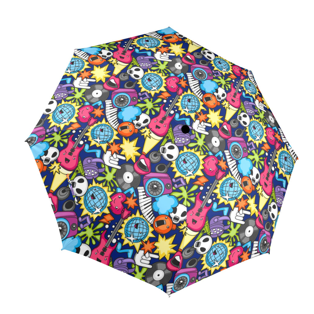 Sticker Music - Semi-Automatic Foldable Umbrella (Model U12) One Size Semi-Automatic Foldable Umbrella (U12)