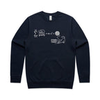 Cat String Theory Physics AS Colour Stencil Crew Sweatshirt Navy Sweatshirt animal Printed In Australia Science