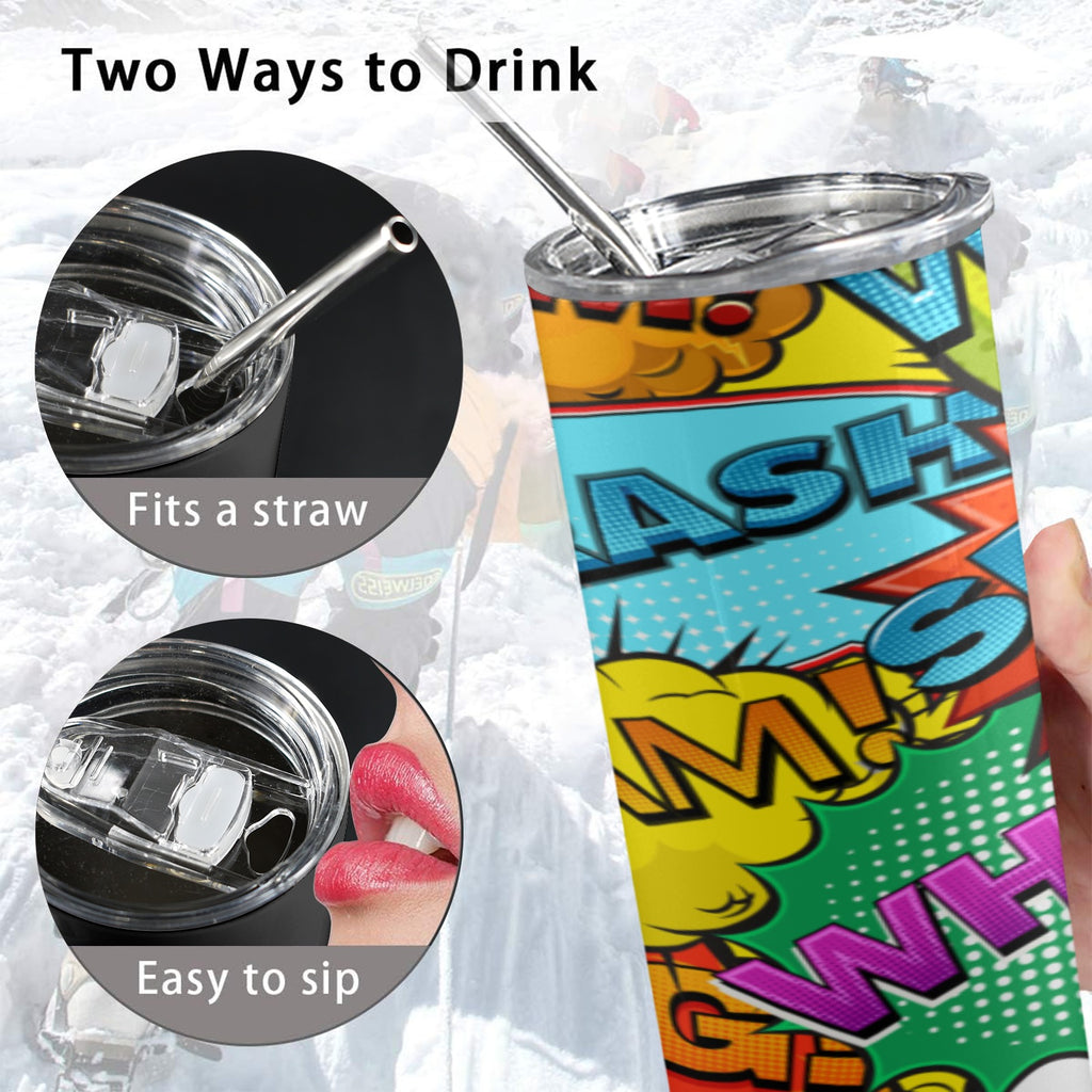 Comic Book 2 20oz Tall Skinny Tumbler with Lid and Straw
