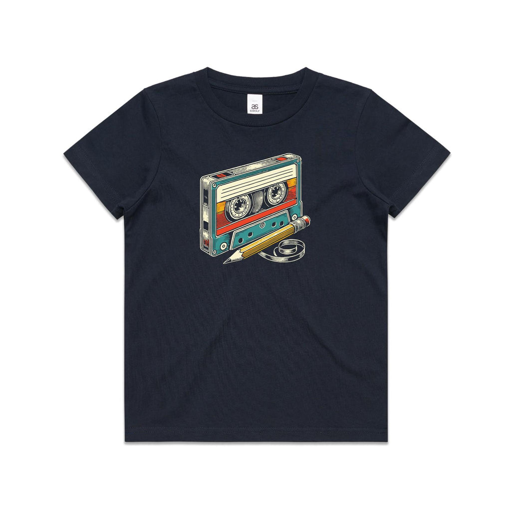 Cassette Tape And Pencil - Kids Youth Staple Tee