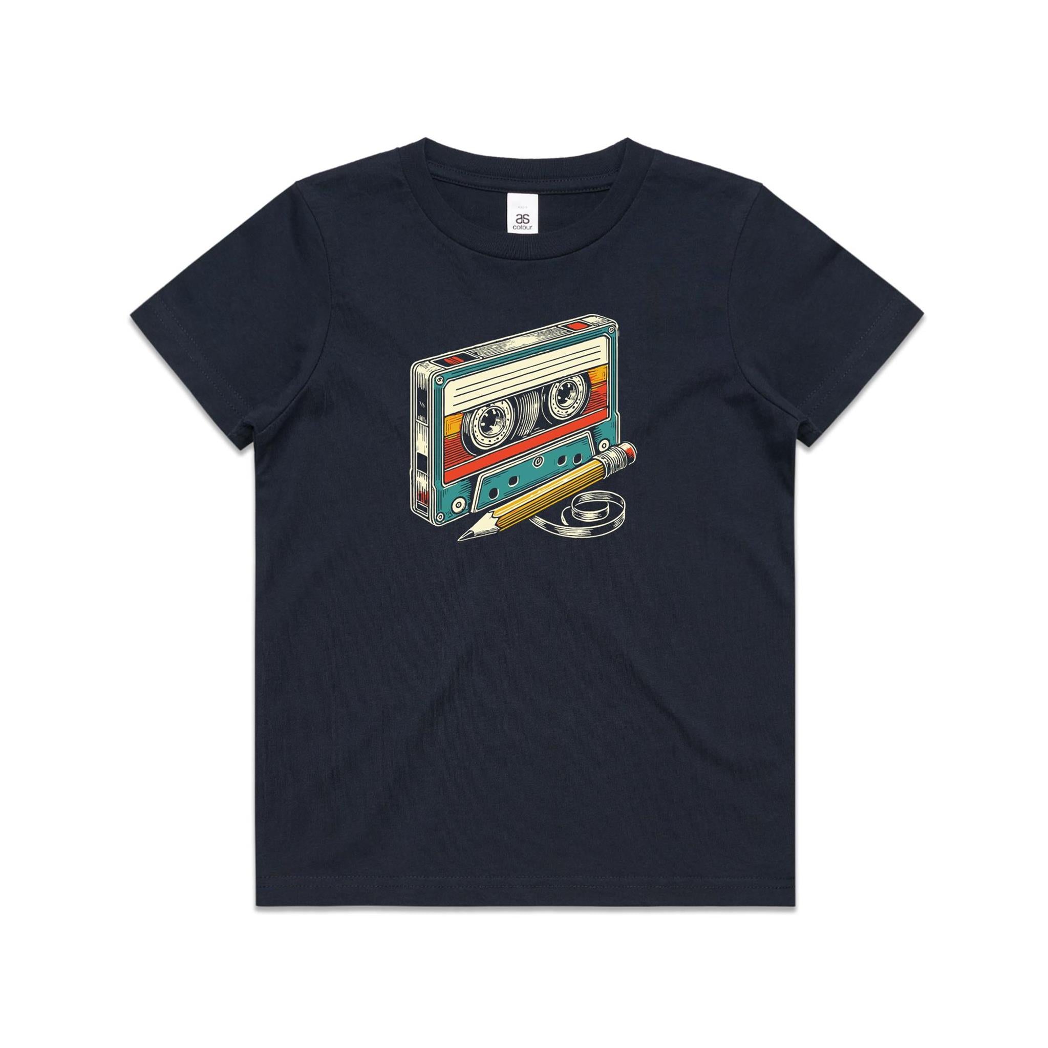 Cassette Tape And Pencil - Kids Youth Staple Tee