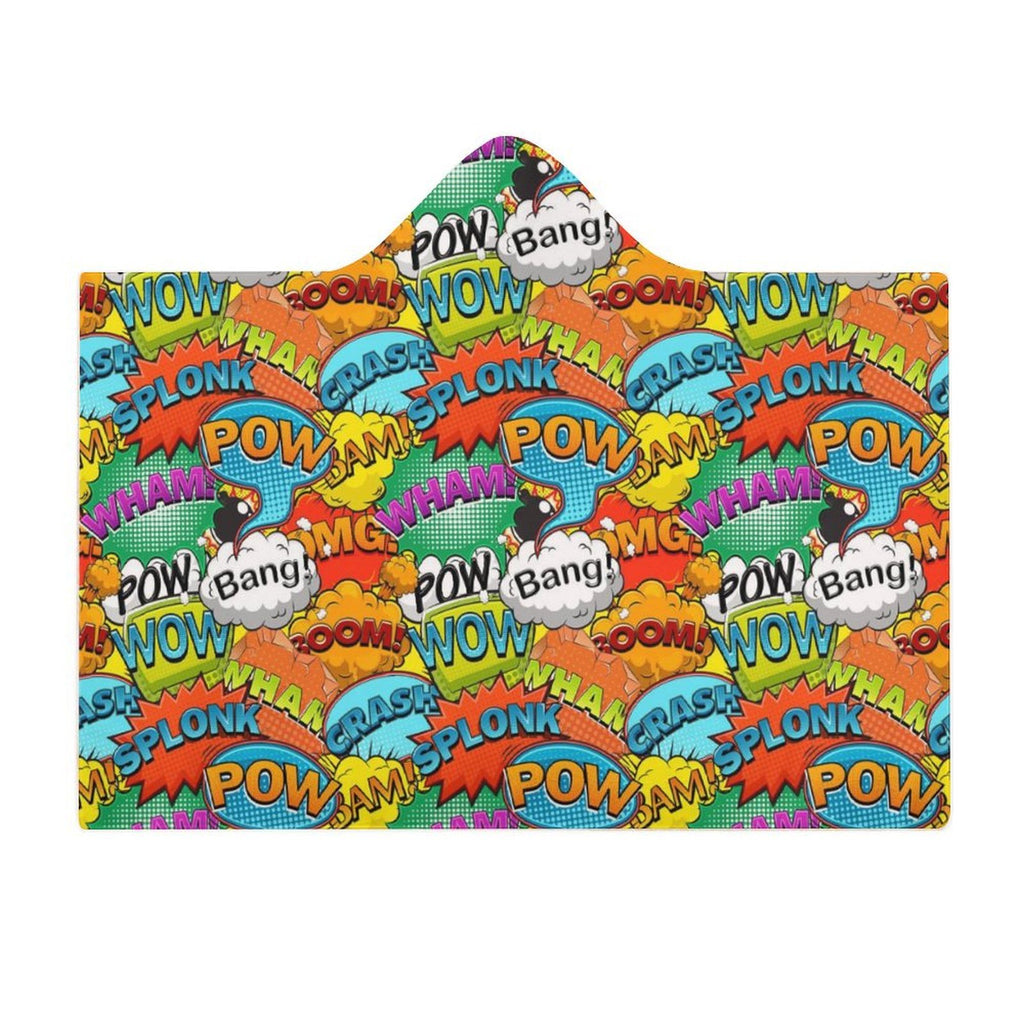 Comic Book 2 Kids Hooded Blanket 100cm x 130cm Kids Hooded Blanket comic Printed Offshore