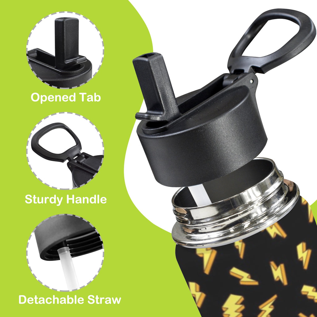 Lightning Bolts 12oz Kids Water Bottle with Straw Lid