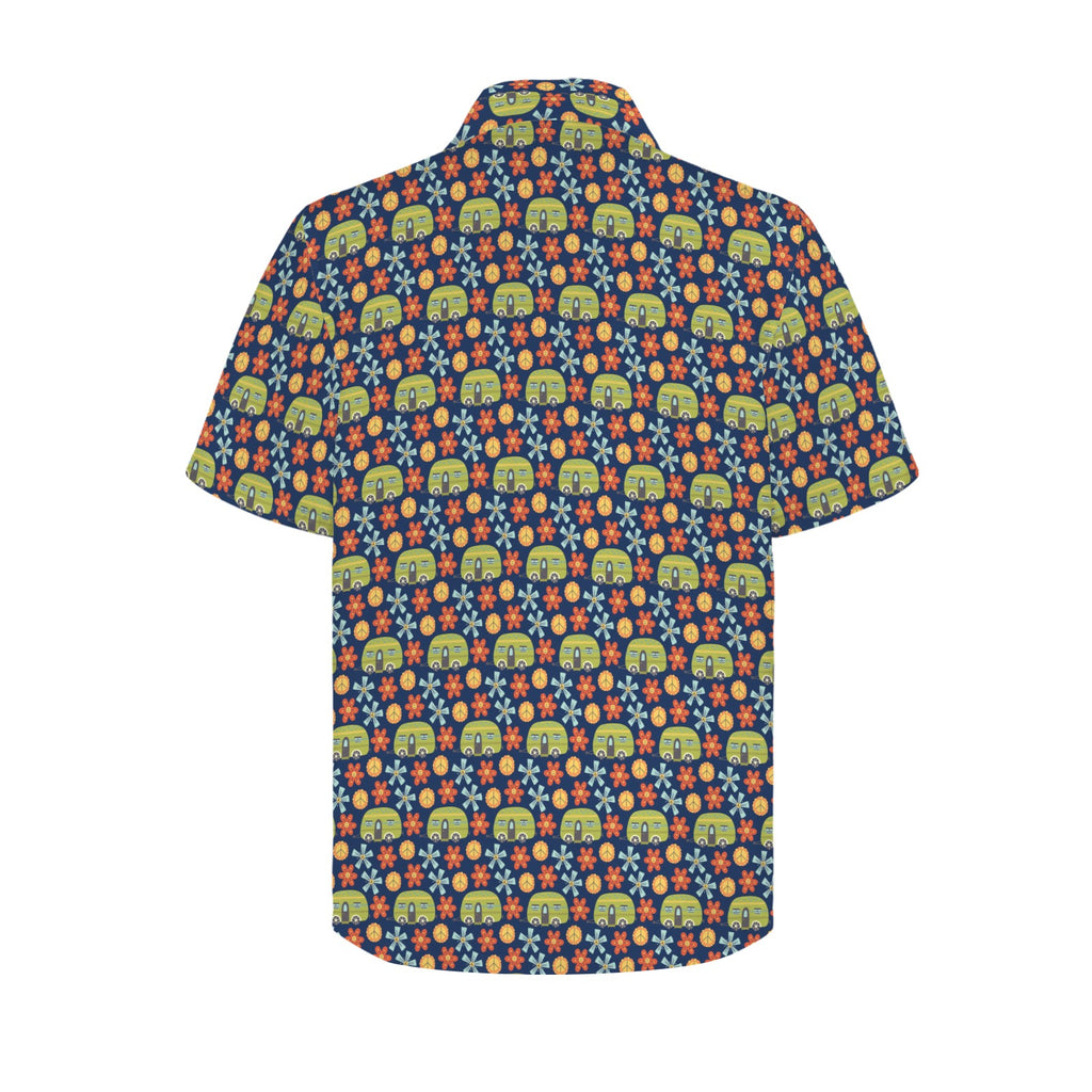 Hippie Caravan Men's Short Sleeve Hawaiian Shirt Men's Hawaiian Shirt (New) Printed Offshore Retro