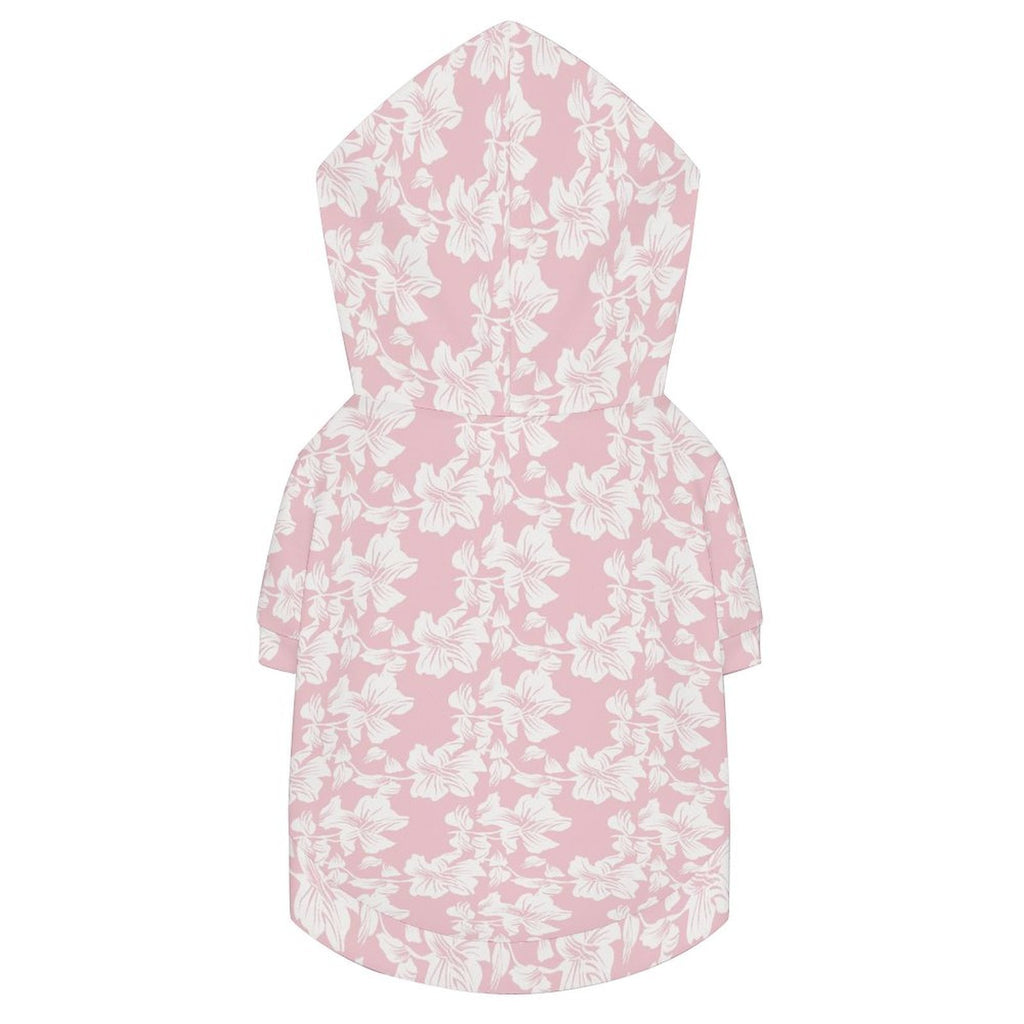 Pink Hawaiian Floral Pet Hoodie (Large Size)