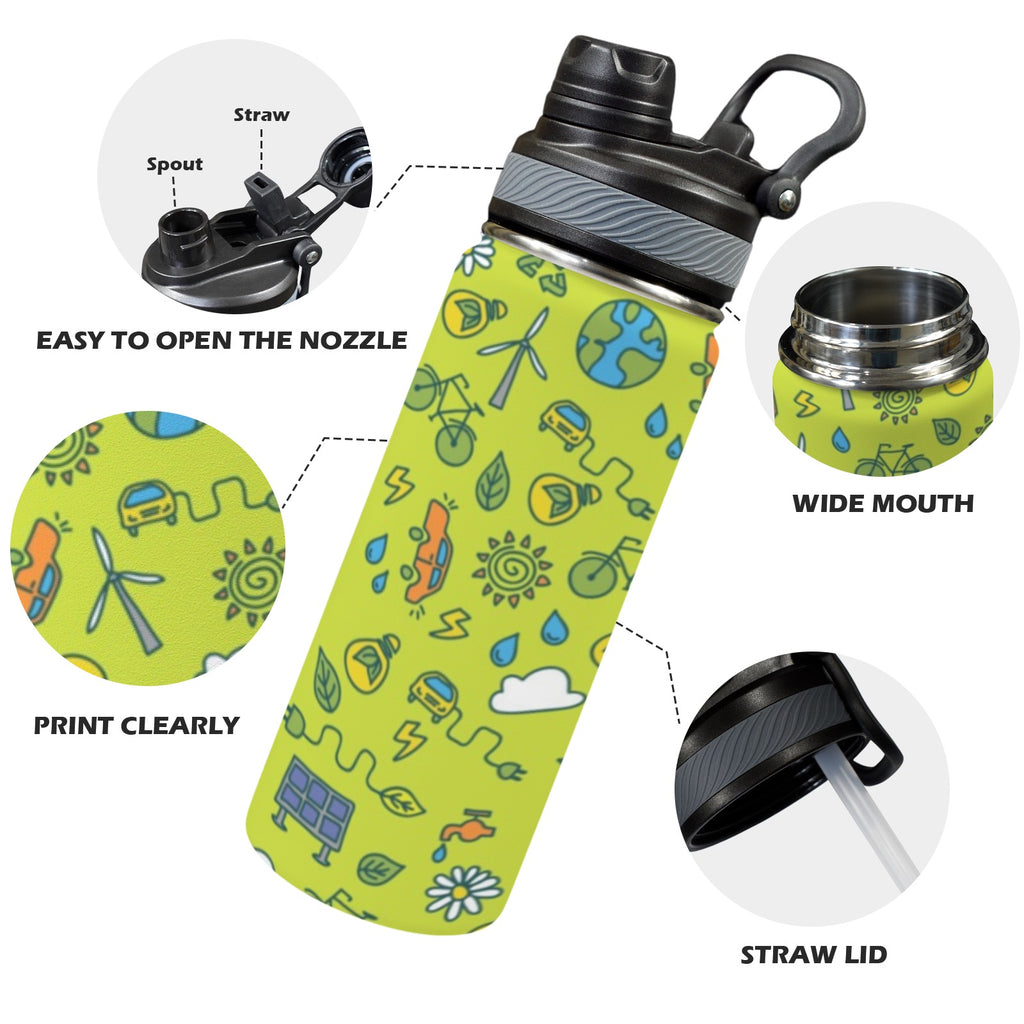 Go Green - Insulated Water Bottle with Dual-Use Lid (18oz) Insulated Water Bottle with Dual-Use Lid (18oz) Environment Printed Offshore