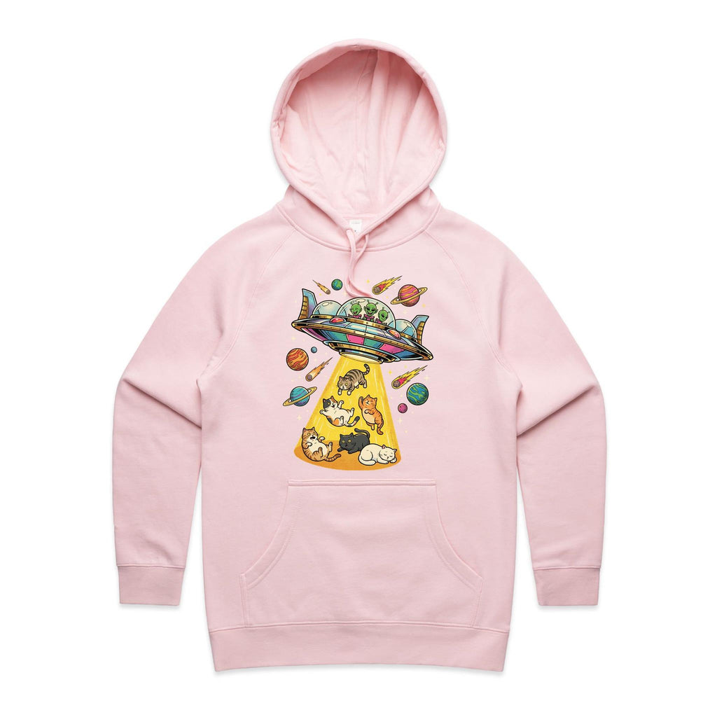 UFO Cat Abduction Women's AS Colour Hoodie Pink Womens Hoodie animal Printed In Australia Sci Fi