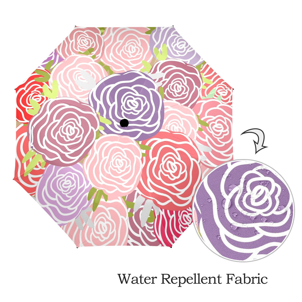 Abstract Roses - Semi-Automatic Foldable Umbrella (Model U12) Semi-Automatic Foldable Umbrella (U12)