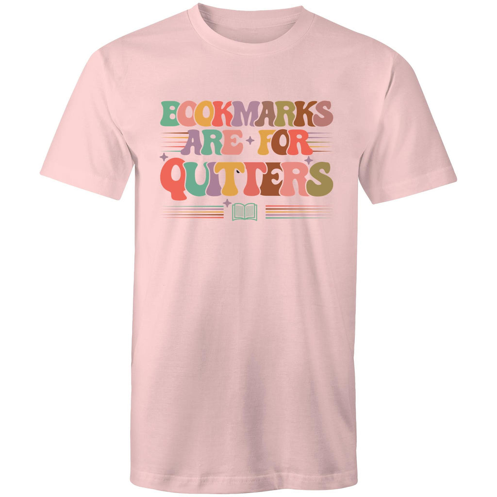 Bookmarks Are For Quitters - Mens T-Shirt Pink Mens T-shirt Printed In Australia Reading