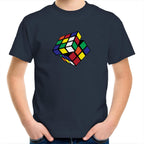 Cube - Kids Youth T-Shirt Navy Kids Youth T-shirt Games Printed In Australia