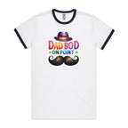 Dad Bod On Point - Staple Ringer Tee White Navy Ringer T-Shirt Dad Printed In Australia