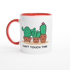 Cactus, Can't Touch This - White 11oz Ceramic Mug with Colour Inside Ceramic Red Colour 11oz Mug funny Globally Fulfilled Plants