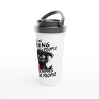 I Don't Like Morning People, Dog - White 15oz Stainless Steel Travel Mug Travel Mug animal Coffee Globally Fulfilled