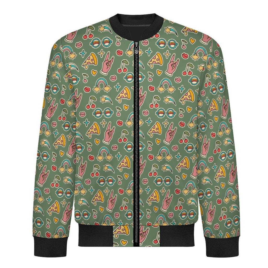 Groovy Retro Men's Casual Zip‑Up Bomber Jacket